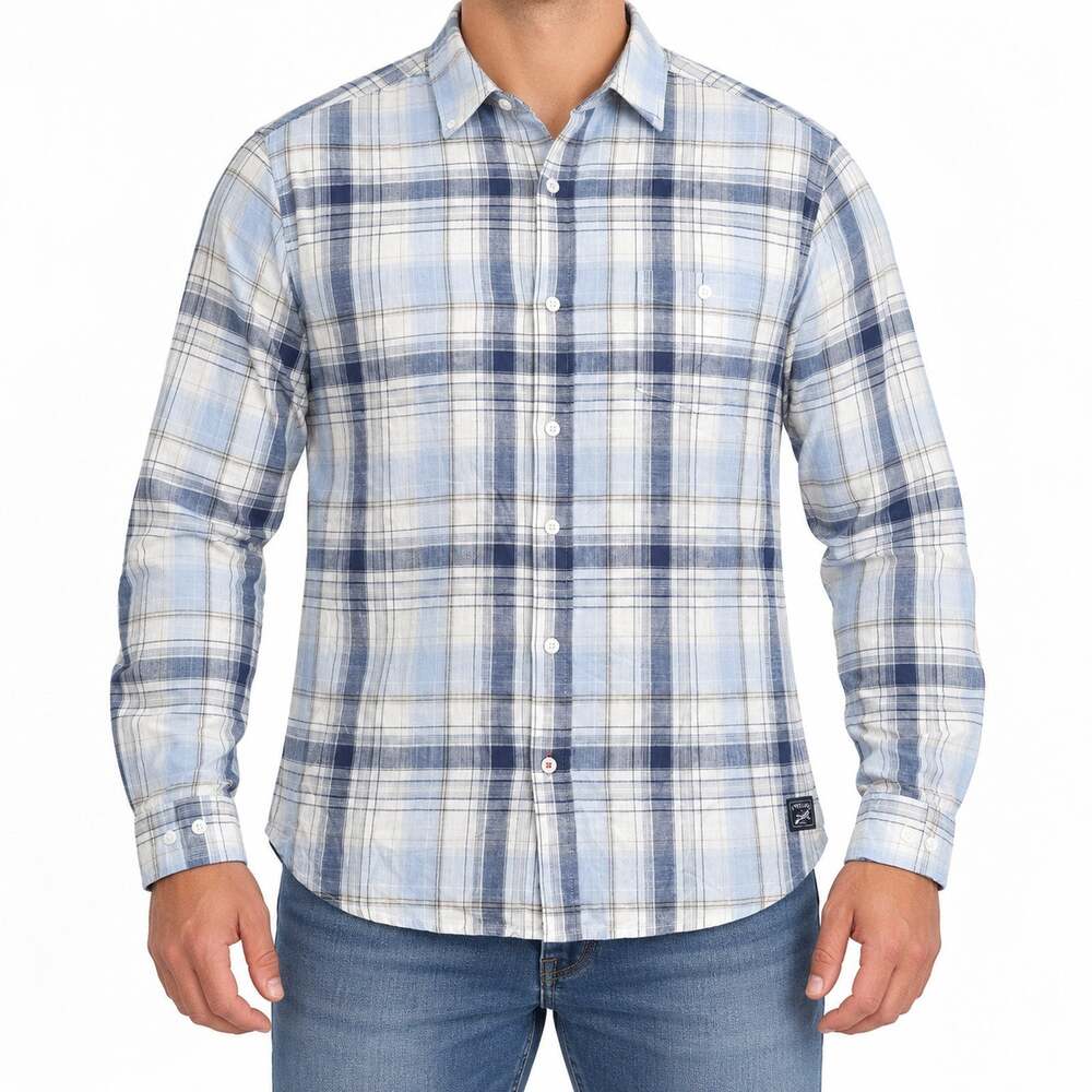 NEW Weatherproof Vintage Shirt Mens XL Blue Plaid 100% Cotton Long Sleeve Casual